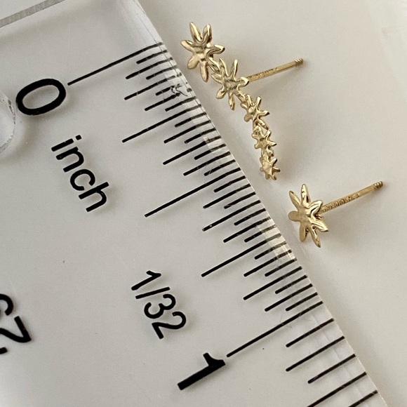 10k Solid Gold Earrings / Gold Piercing Stud Earrings / Waterproof Earrings - Picture 5 of 14